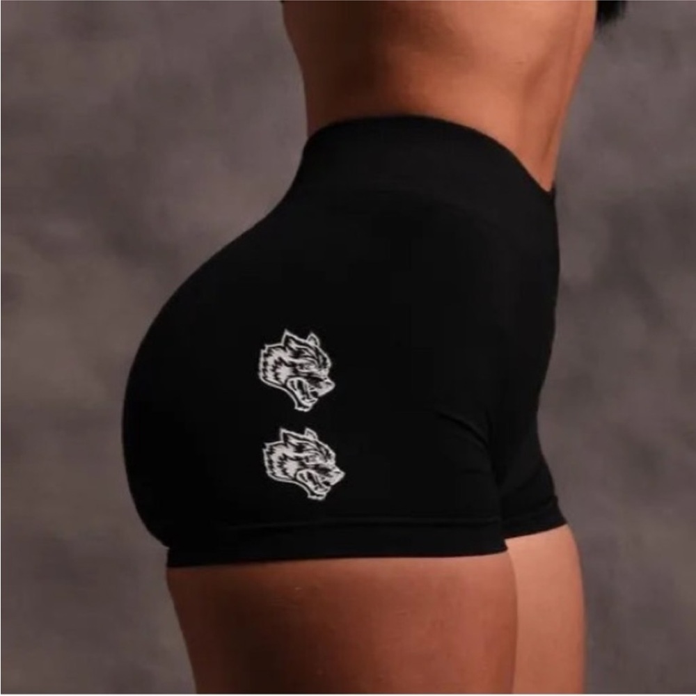 Black Women's Shorts with Wolf Design